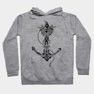 Anchor - Intricate pattern in Black Hoodie